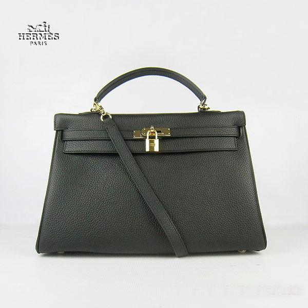 6308 Hermes Kelly 35 centimetri Togo Borsa in pelle nera 6308 Oro Hardware